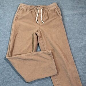 RSQ Corduroy Pants Mens Medium Tan Elastic Waist Drawstring Straight Casual